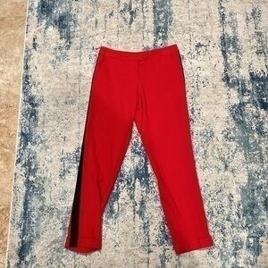 Mason Red Cropped Trousers Black Side Stripes